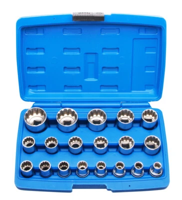 Jeu 19 douilles multi empreintes pour 6 pans, 12 pans et profil Torx - Photo 1/4