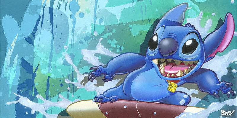 Lilo Stitch Walt Disney Fine Art ARCY Signed Ltd Ed 195 Canvas Surf Rider Stitch