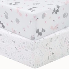 Girl Forest 2-Pack Microfiber Fitted Crib Sheet Set Fits Standard Crib Mattre...
