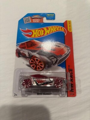 2015 Hot Wheels HW Race Nerve Hammer #139 Chrome/Red SCAN & RACE CARD