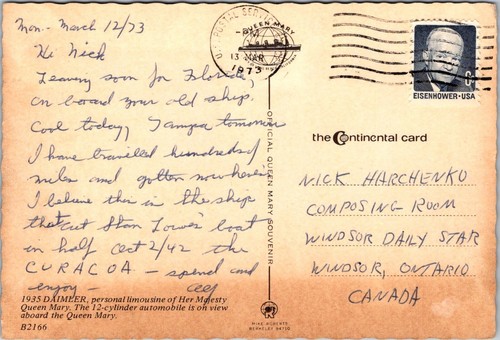 Postcard California Long Beach CA RMS Queen Mary Museum 1935 Daimler Limousine - Picture 2 of 2