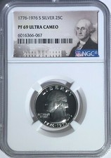 1776 - 1976 S NGC PF69 Ultra Cameo Proof Silver Washington Quarter Bicentennial
