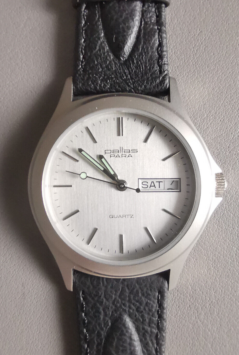 Pallas Para Quarz Armbanduhr mit schwarzem Lederband ohne Batterie