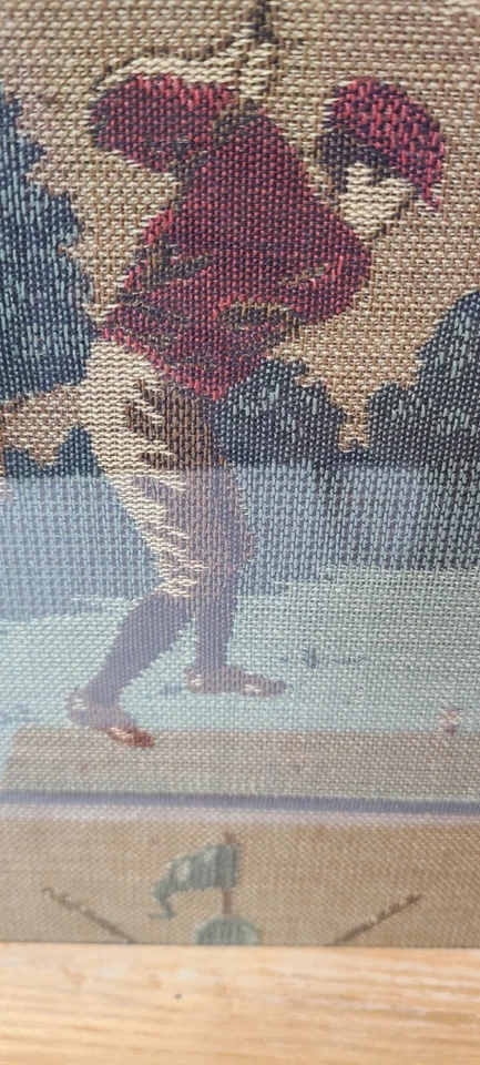 Vintage Kraftware Wood Serving Tray Golf Theme Tapestry Fabric w/Vinyl covering - Image 2 of 3