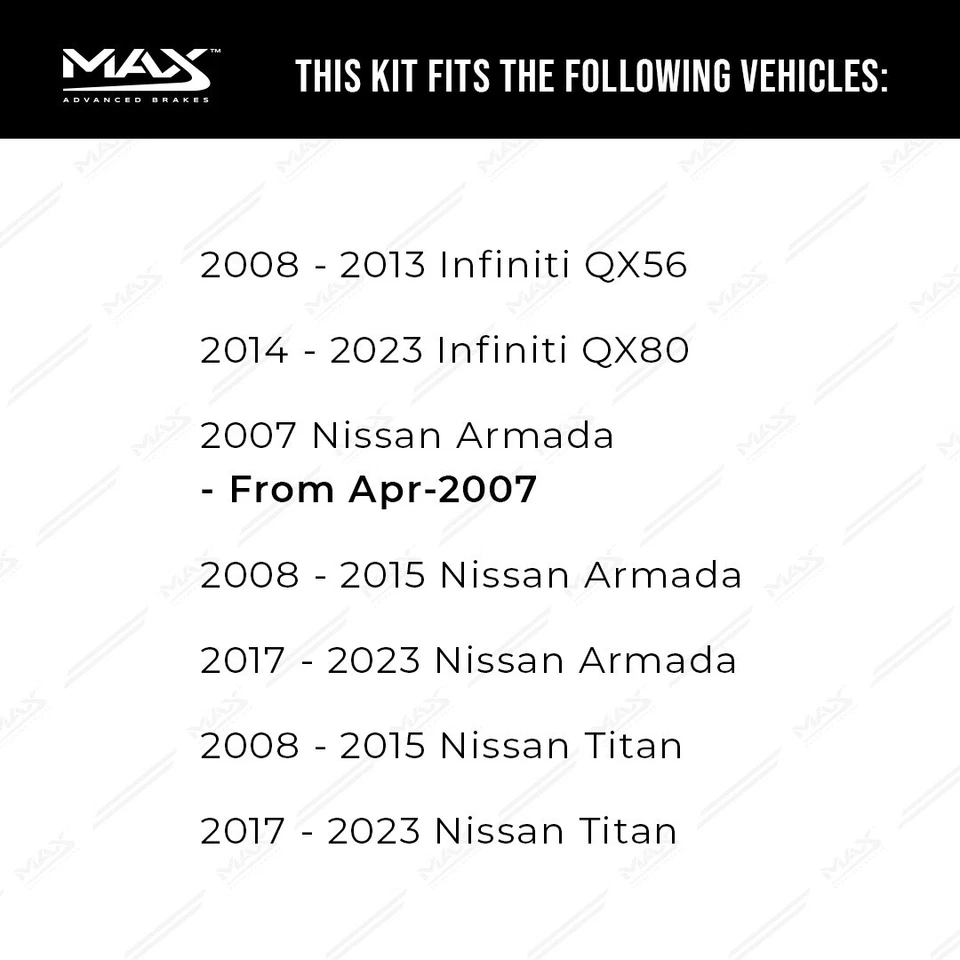 Front Drilled Brake Rotors + Pads for 2008-2015 2017-2023 Nissan Titan Armada - Image 2 of 4