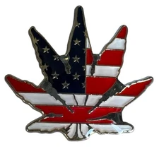 USA Flag Marijuana Pot Weed Leaf Motorcycle Hat Cap Lapel Pin