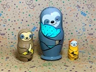 Happy Sloths Nesting doll for Kids 5pcs, Matryoshka Doll 4.25"/11 cm
