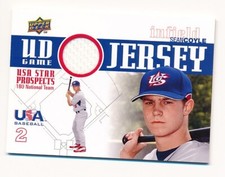 SEAN COYLE 2009 UPPER DECK UD GAME JERSEY #GJU-4 JERSEY PATCH USA BASEBALL MINT