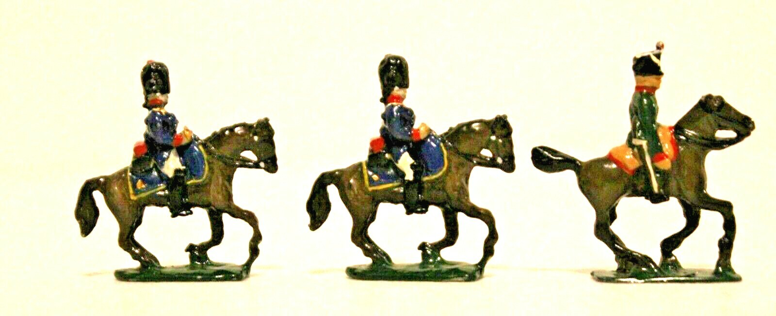10 Vintage Metal Toy Soldiers Mounted on Horseback Hand Painted w