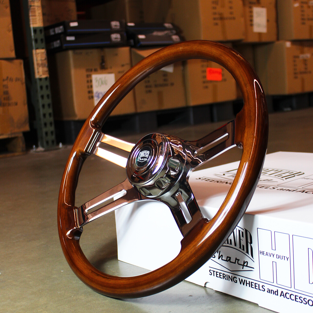 18" Truck Steering Wheel Chrome 4 Spoke - Foto 3