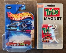2004 Hot Wheels 64 Lincoln Continental Trix Cereal & 96 Arjon Trix Refrig Magnet