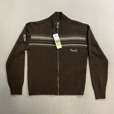 Vintage O  Neill Sweater Boys Size Medium Brown Striped Full Zip Acrylic Blend