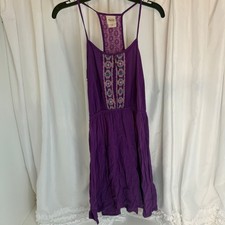 Mossimo Supply Purple Sleeveless Boho Dress Lace Embroidered Front Small