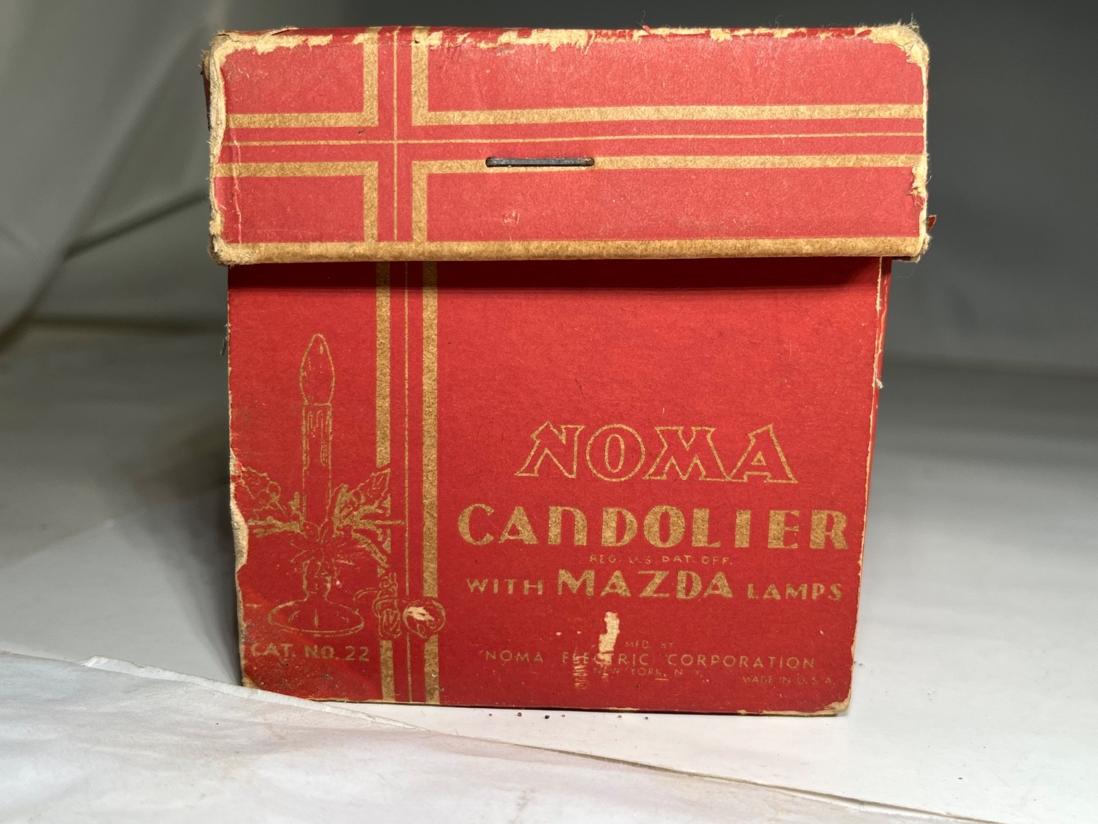 VHTF Single NOMA Christmas Light w/ Metal Base Orig. Box Dated 1922