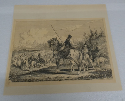 After Charles Coleman Roman Countryside Shepherds Etching Print Roma 1850