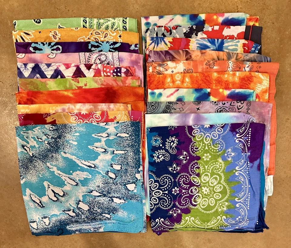 Lote de 20 pañuelos vintage teñidos con corbata Foto 2 de 4