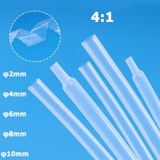 4:1 Transparent PTFE Heat Shrink Tubing 260 C High Temp Tube Sleeving 2mm - 10mm