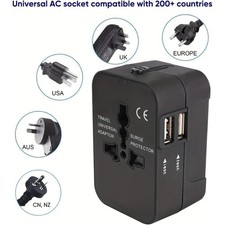 Universal Travel Adapter UK to EU Plug Dual USB Wall Charger USA AUS Converter