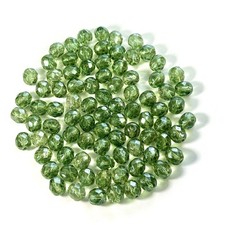Green Luster Traditional Czech Fire Polished Round Faceted Glass Beads 8mm 50pcs