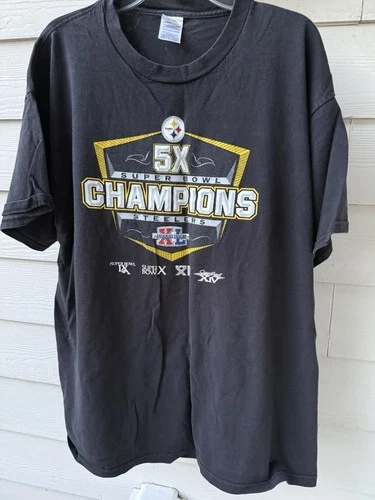 Steelers Black T-shirt Pittsburgh Size Extra Large 5X Super Bowl Champions