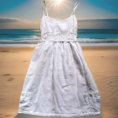 Made In Italy Leinenkleid Gr. L 38 40 42 M Lagenlook m. Spitze Walla Antica Boho