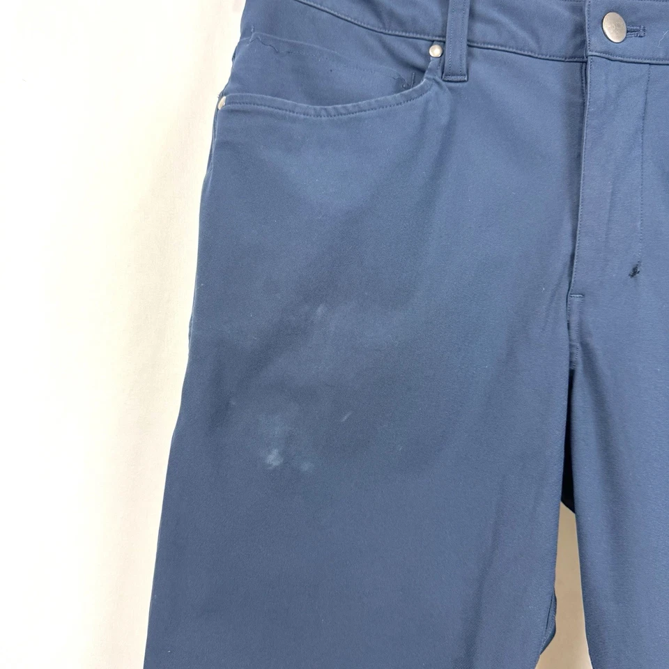 Pantalones de hombre Lululemon talla 28 azul marino activo ABC ajustados 5 bolsillos Warpstreme *DEFECTUOSOS Foto 4 de 4