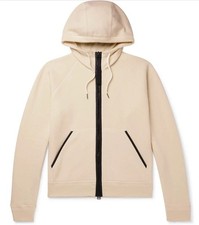 Tom Ford New 3990 Cashmere Leather Trim Hooded Zip Cardigan IT 48 S or M 