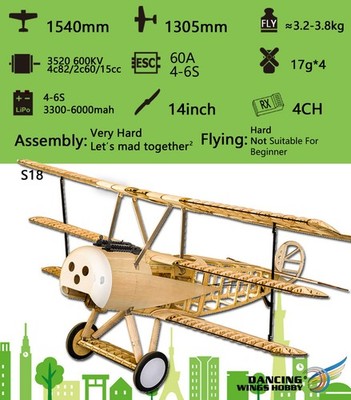 Fokker Dr.I - Dreidecker- 1,54M Flügelspannweite Balsa Flugz HobbyDancing Wings