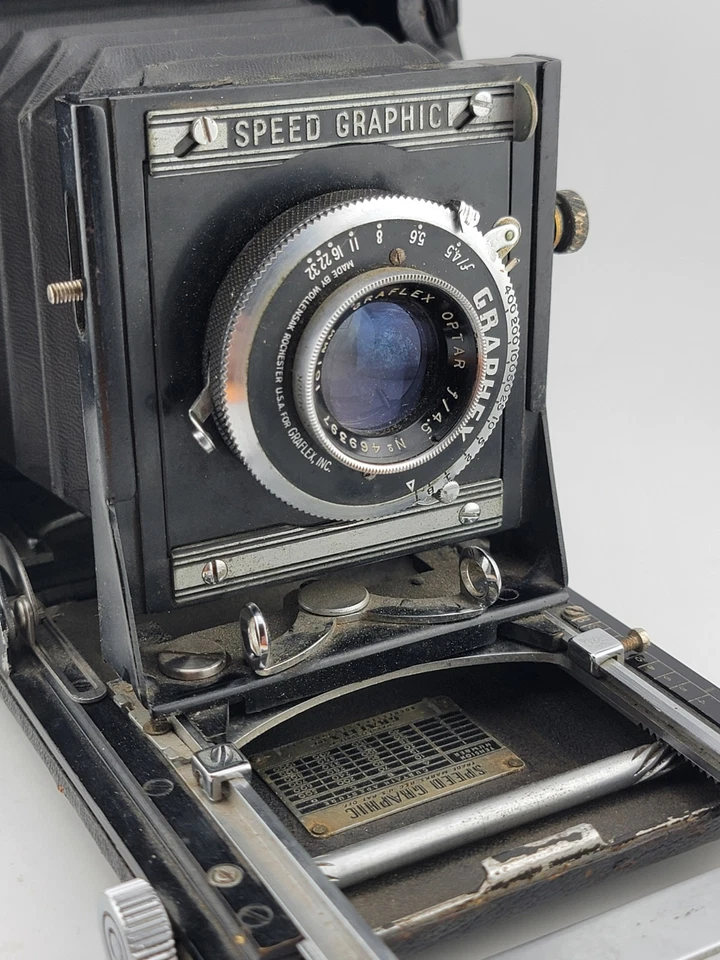 Graflex Speed Graphic 2 1/4 x 3 1/4 Fld Camera. Graphex 101mm f4.5 Lens Untested - Image 3 of 4