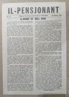Rare Malta Political Newspaper Il Pensjonant September 1978