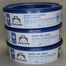 Mama Bear Diaper Pail Refill 3 Pack Blue 7 Layer Odor Trap for Diaper Genie