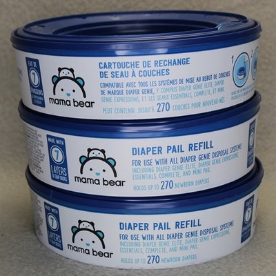 Mama Bear Diaper Pail Refill 3 Pack Blue 7 Layer Odor Trap for Diaper Genie