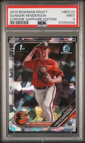 2019 Bowman Draft Chrome Sapphire Edition #BDC22 Gunnar Henderson Chrome PSA 9