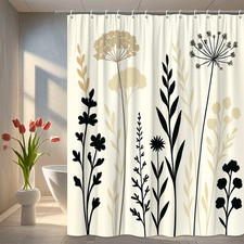 Floral Black and White Shower Curtain for Elegant Bathroom Decor