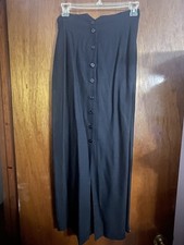 Vintage Black Button Down Long Skirt 90 s Free shipping