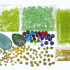 Mixed Lot Beads Glass Gemstone Crystal Metal Spacers Jewelry Arts Crafts Variety