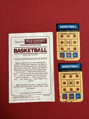 NBA Basketball (Intellivision, 1980) Manual & Overlays Only