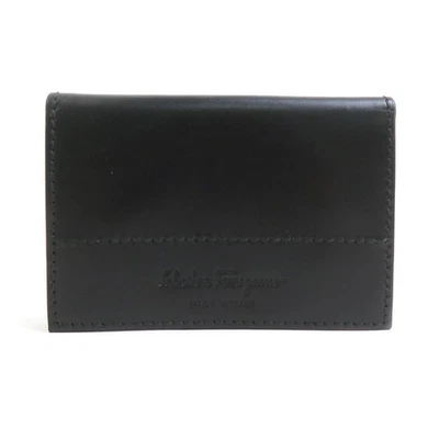 Authentique porte-monnaie Salvatore Ferragamo en cuir noir - h32367b - Photo 1/4