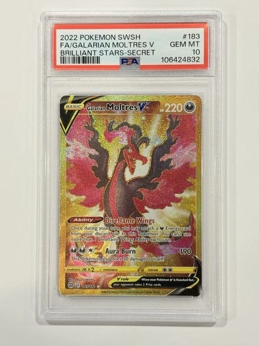 Galarian Moltres V PSA 10 GEM MINT 2022 Pokemon Gold Secret Astral Radiance #183