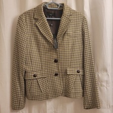VTG Talbots Houndtooth Blazer Size 14P Multicolor Woolblend Office Grandma