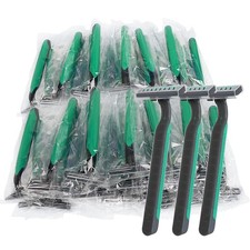Disposable Razors Bulk, Individually Wrapped 1 Count Pack of 100 , Green