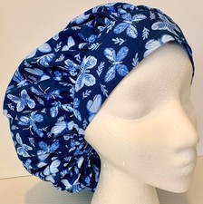 Blue Butterfly Print Size Large Medical Bouffant Scrub Cap Surgery Hat