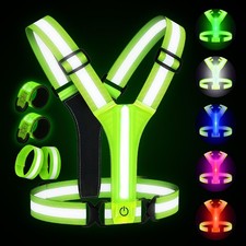 Rechargeable LED Reflective Running Vest Night Walking Cycling Safety Gear