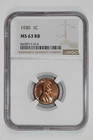 1930 LINCOLN WHEAT CENT NGC MS63 RB
