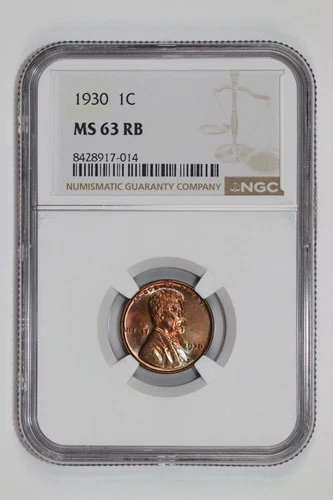 1930 LINCOLN WHEAT CENT NGC MS63 RB