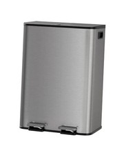 2 x 8 Gal 2 x 30 L Dual Compartment Trash Can - Stainless Steel Garbage Grey
