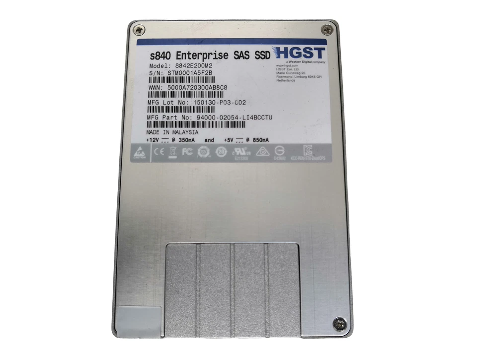 HGST 2.5" 200GB SAS SSD MLC 6Gbps S840 S842E200M2 Enterprise - Image 2 of 3