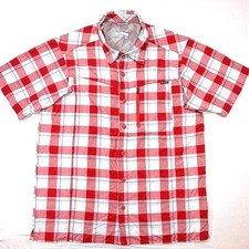Columbia Omni Shade Button Up Shirt Men's Large Plaid Short Sleeve UV Protection
