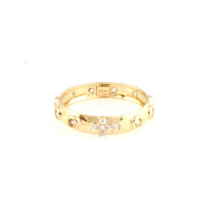 Bague Fidéline Rosario En Or Jaune 18 KT Et Zircons Blancs - Photo 1/2
