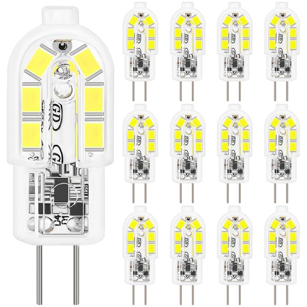 G4 LED Lampen Kaltweiß 6000K 12Er-Pack 2W Ersatz 20W Halogen 200LM 360° 12V-image